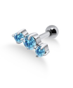 Aquamarine Triple Stones Helix Ear Piercing TIP-252s-AQ